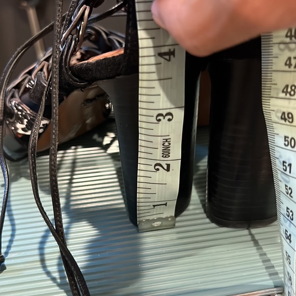 Coach strappy high heels size 5.5; black suede detail; leather upper. - Picture 6 of 6